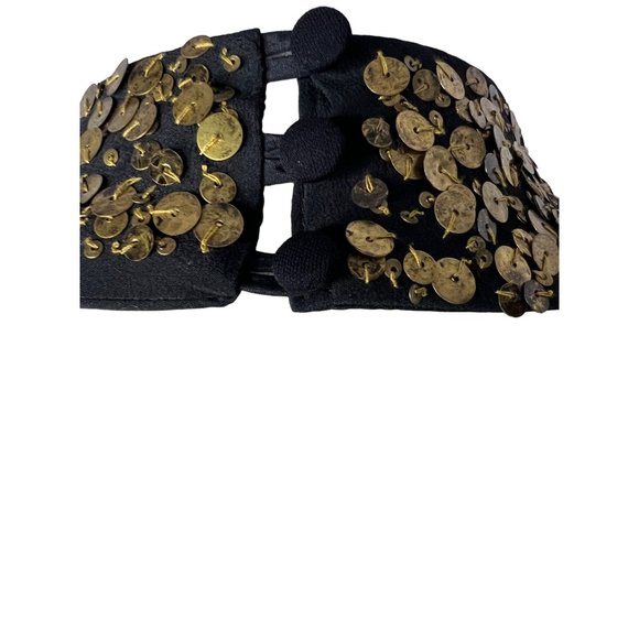 Development Black Halter Dress Medium Gold Sequence Open Back - Picture 8 of 13